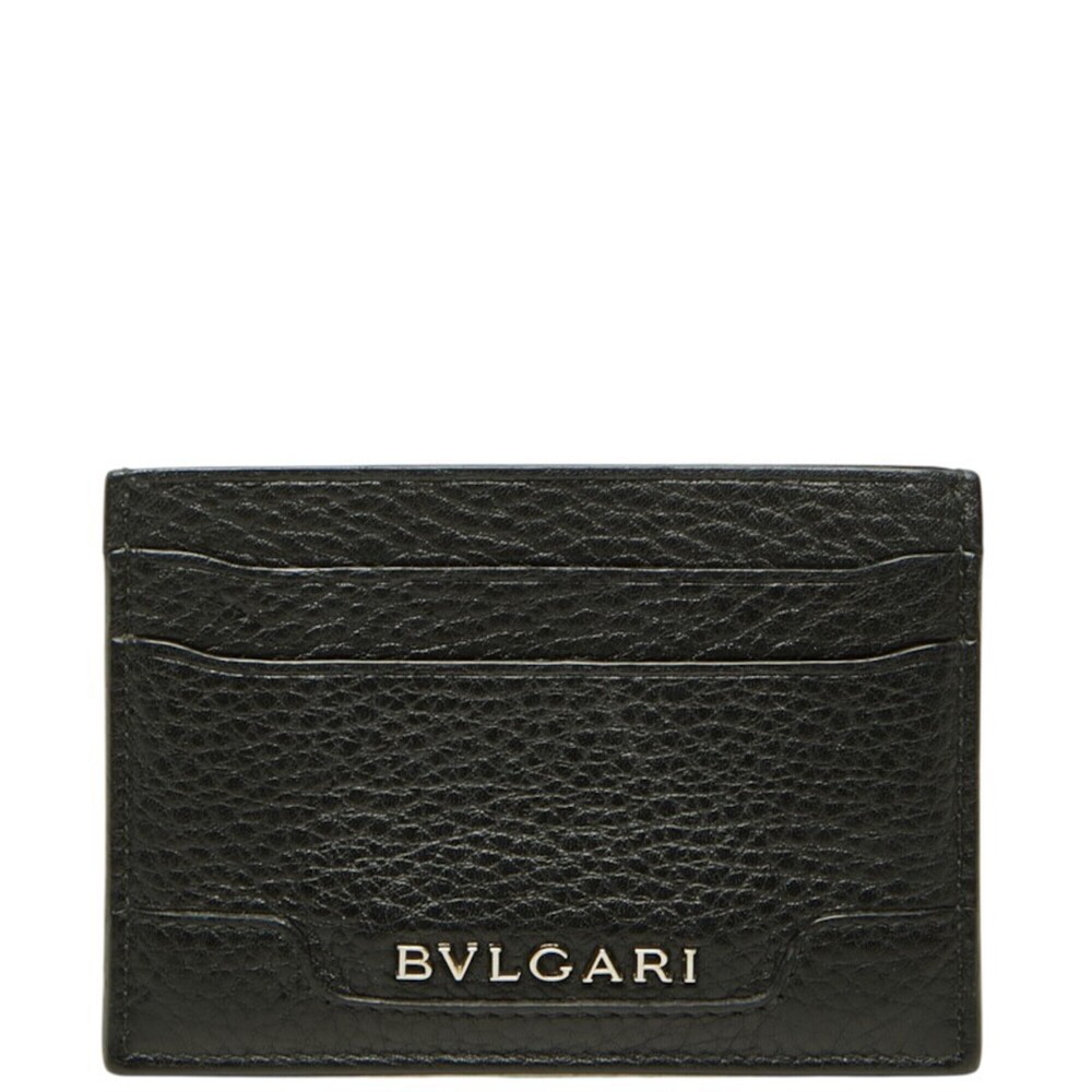Bulgari Logo Business Card Holder/Card Case, Black Leather, Women's BVLGARI